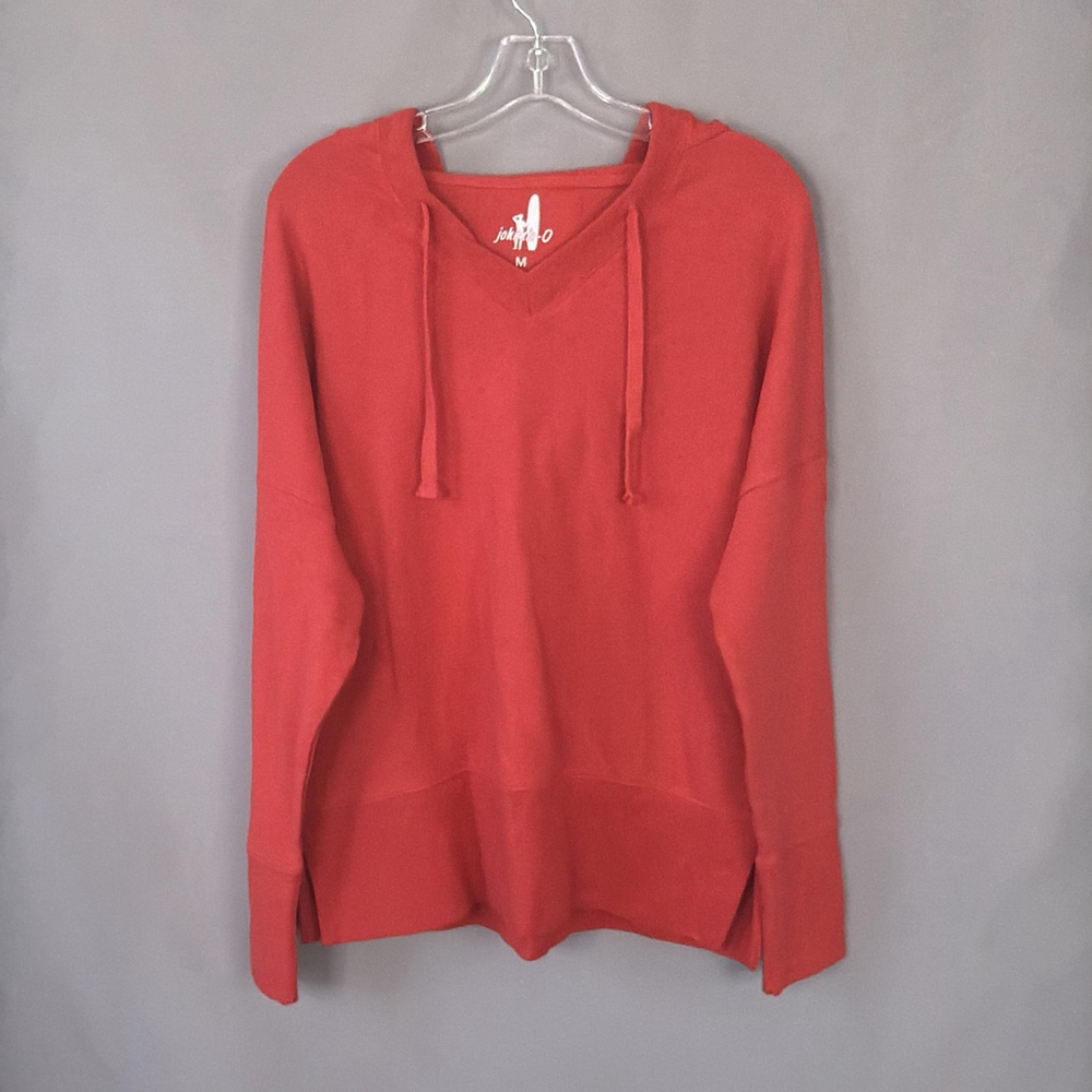 Johnnie-O Hoodie‎ Mens Medium Red Sweater V-Neck Pullover Knit Logo CHUBB